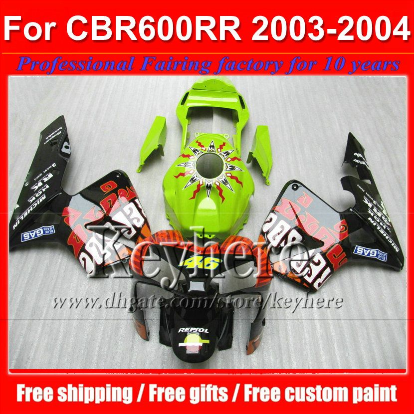 Racing motorcycle fairings for Honda Injection 2003 2004 CBR600RR CBR-600RR 03 04 green REPSOL motobike parts F5 CBR 600RR with 7 gifts By8, Same as picture
Racing motorcycle fairings for Honda Injection 2003 2004 CBR600RR CBR-600RR 03 04 green REPSOL motobike parts F5 CBR 600RR with 7 gifts By8, Same as picture