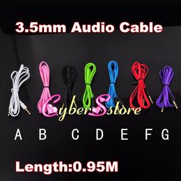 Wholesale Colorful CM Noodle mm Male to mm Male Stereo Aux Audio Cable for MP3 iPhone iPod Speaker Cell Phone