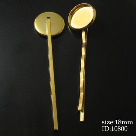 Beadsnice hair pin with cabochon tray cheap wholesale hair accessories for jewelry making brass base inside diameter 18mm long 63mm ID10800