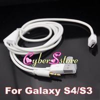 Wholesale Multi fonction in MM Micro Aux Audio to Dock USB Charger Data Cable for Car Speaker Samsung Galaxy S4 S3 S2 i9500 i9300
