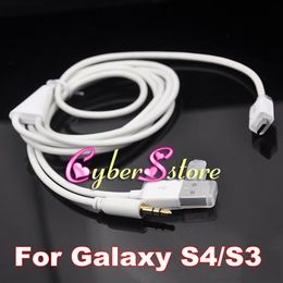 Wholesale Multi fonction in MM Micro Aux Audio to Dock USB Charger Data Cable for Car Speaker Samsung Galaxy S4 S3 S2 i9500 i9300