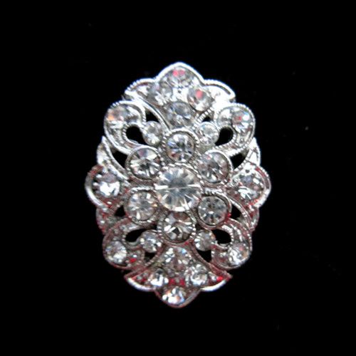 Silver Rhinestone Brooch Clear Crystal Flower Diamante Weddng Party Bouquet Pins Accessories