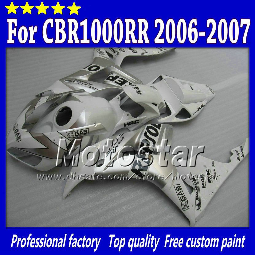 7 Gifts injection molding for HONDA cbr1000rr 06 07 abs fairings kit CBR 1000RR fairing 2006 2007 glossy white silver Repsol bodywork sy103, Same as picture
7 Gifts injection molding for HONDA cbr1000rr 06 07 abs fairings kit CBR 1000RR fairing 2006 2007 glossy white silver Repsol bodywork sy103, Same as picture