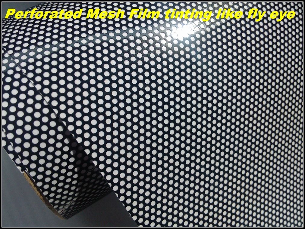 HEADLIGHT TINTING PERFORATED MESH FILM LIKE FLY-EYE MOT LEGAL TINT Both Side black Size 1.07x50meter Free Shipping To UK