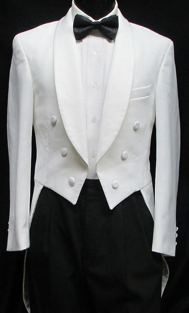 Mens White Chaps Tuxedo Tailcoat Halloween Costume Theatrical Dickens