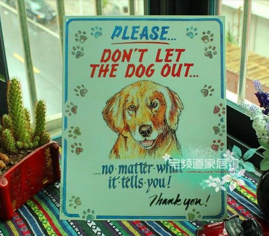15 Please Don't Let The Dog Out Metal Tin Sign Retro Funny Joke Chic ...
