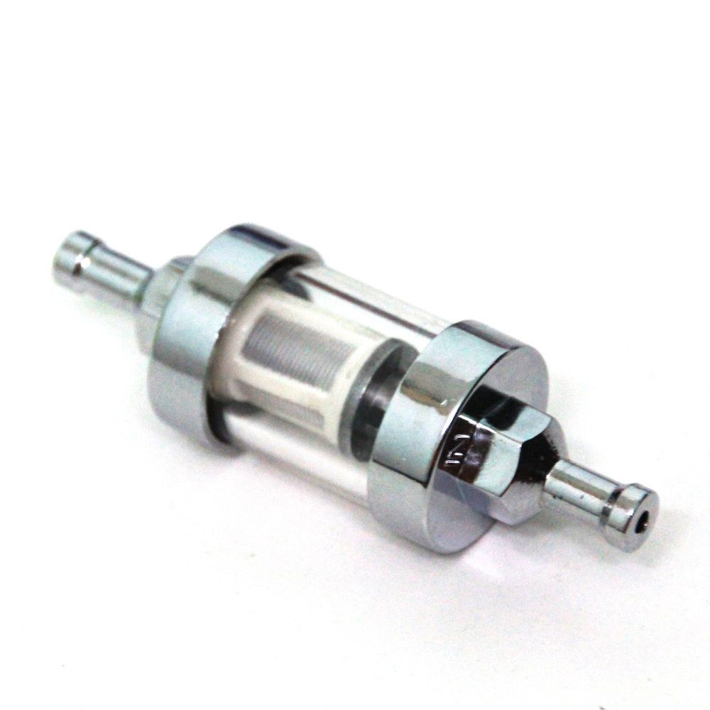 2017 Chrome Fuel Filter 1/4 In & Out Glass Fuel Gas Line Filter Short