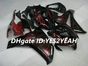 Honda CBR1000RR için motosiklet Fairing kiti 08 09 10 11 CBR 1000RR 2008 2009 2011 CBR1000 Kırmızı alevler siyah Fairings seti + Hediyeler HM04