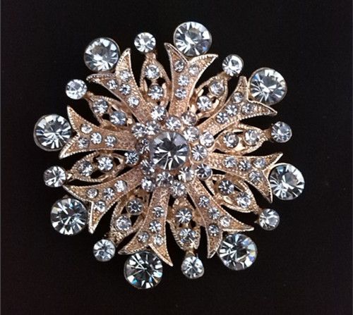 2 Inch Vintage Style Rhodium Silver Plated Clear Rhinestone Crystal Diamante Bouquet Flower Brooch Wedding Accessory
