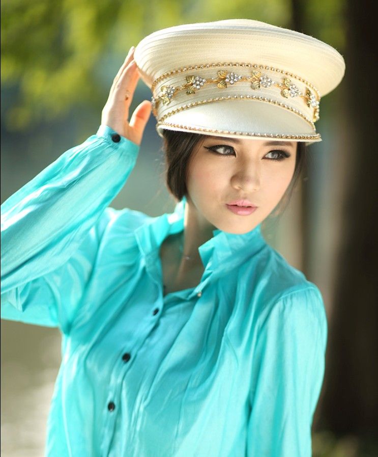 Womens Fashion Dress Hats Women Hats Derby Church Hats Satin Ribbon Hat Diamond Casings Two