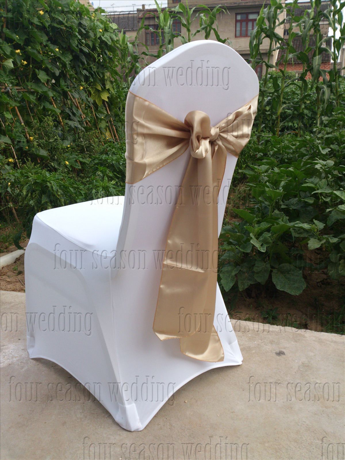 Khaki Satin Chair Sash Bow Ribbon Wedding Party Banquet Decoration