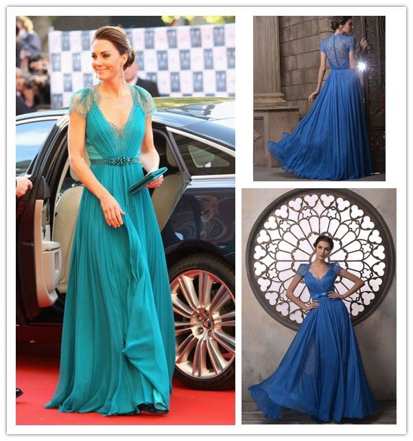 Custom Kate Middleton Celebrity Dresses by Jenny Packham V Neck Cap ... Custom Kate Middleton Celebrity Dresses by Jenny Packham V Neck Cap ...