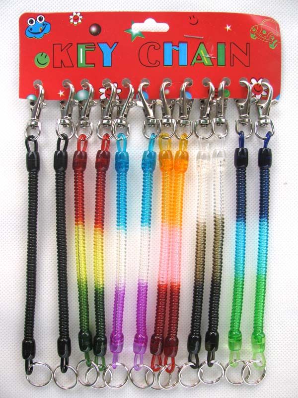 Elastic Spring Coiled Plastic Key Chain Key Ring Spiral Strap Stretchy