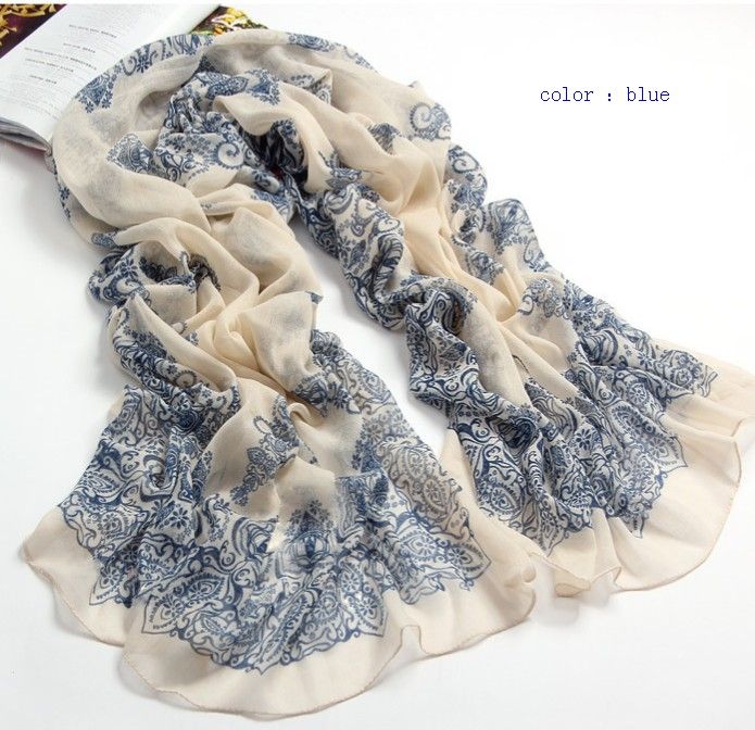 Fashion style blue and white porcelain fluid Chiffon Scarfs Wraps Autumn And Beach Scarf Summer cape Women Scarf Shawl Color U choose YR1
Fashion style blue and white porcelain fluid Chiffon Scarfs Wraps Autumn And Beach Scarf Summer cape Women Scarf Shawl Color U choose YR1
