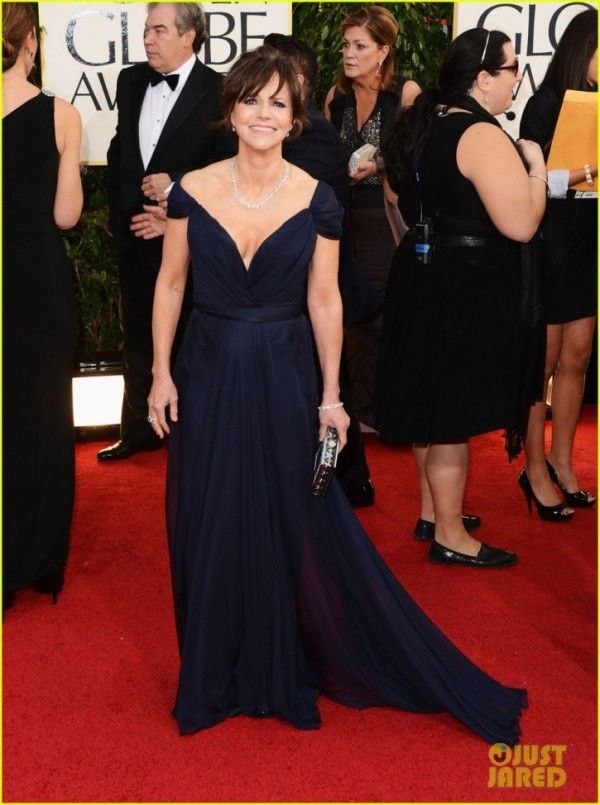 2013 Oscar Celebrity dress Red Carpet Navy Blue Cap Sleeves Plus Size ...