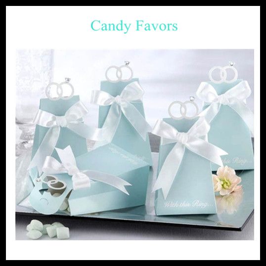 Unique Blue Diamond Ring Candy Boxes Ribbon New Candy Favors Novelty