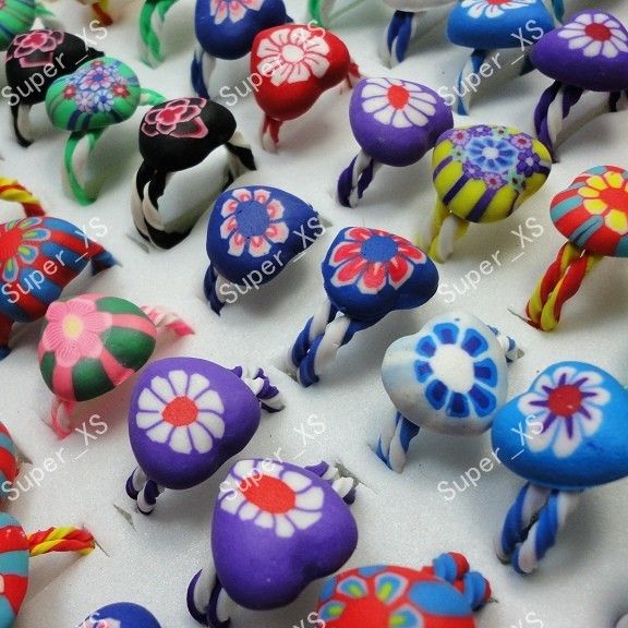 40Pcs Whole Lovely Children Polymer Clay Rings for Boys Girls Jewelry Bulk Lots LR242 от DHgate WW