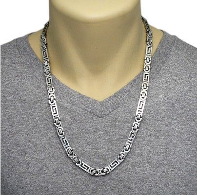 New style 316L Stainless Steel Silver flat byzantine Chain Necklace & Bracelet Jewelry Set for Men's jewelry