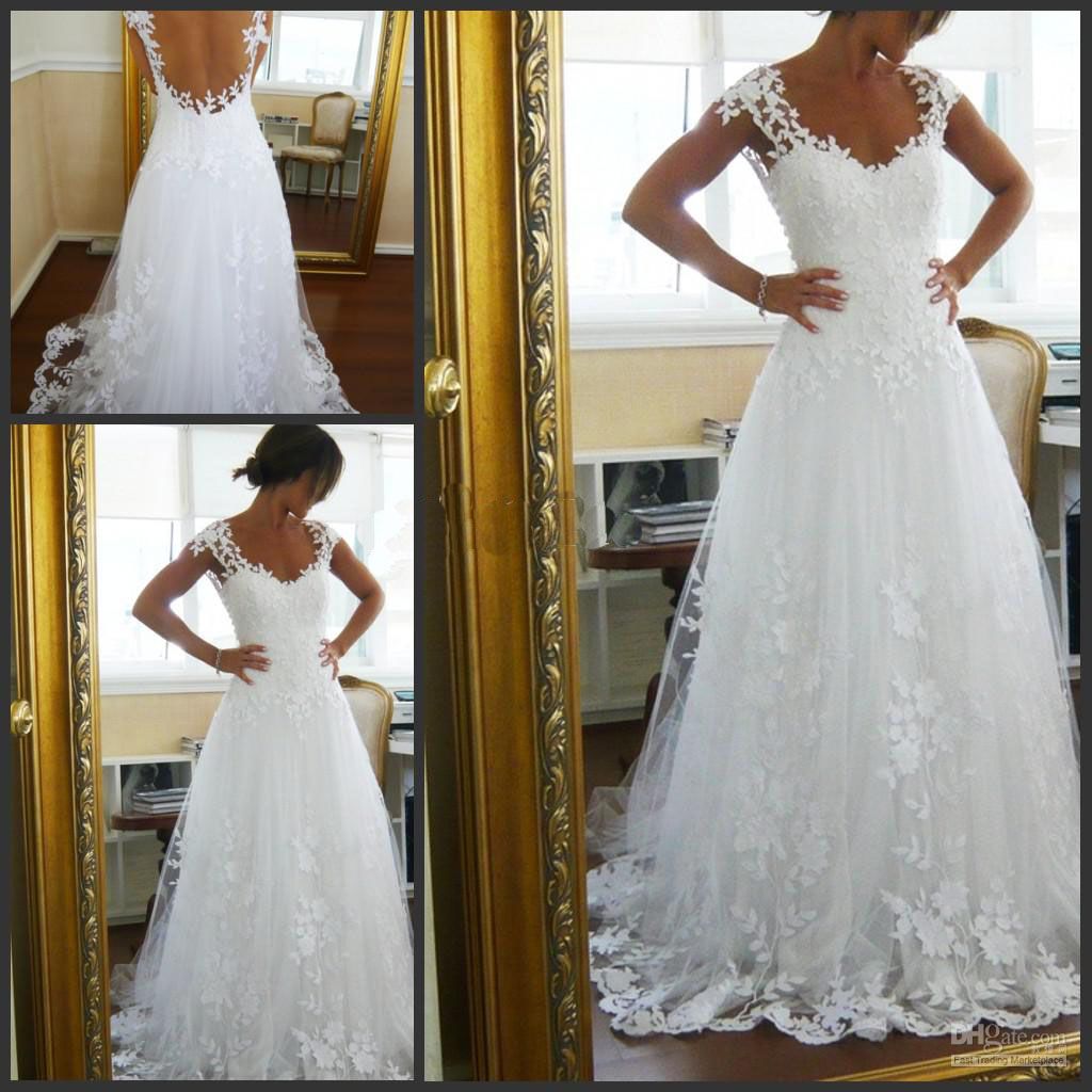 Hot Sale 2019 New Church Wedding Gowns Charming White/Ivory V-Neck Backless Sweep Train Lace Applique Short Sleeves A-Line Bridal Dresses, Champagne
Hot Sale 2019 New Church Wedding Gowns Charming White/Ivory V-Neck Backless Sweep Train Lace Applique Short Sleeves A-Line Bridal Dresses, Champagne