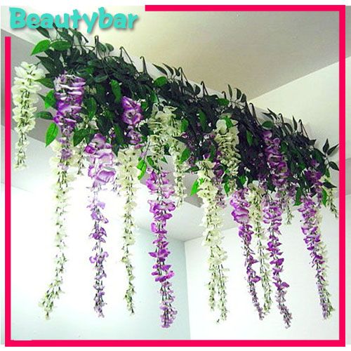 Artificial Wisteria Flowers Leaves Vines Simulation Plants For Wedding