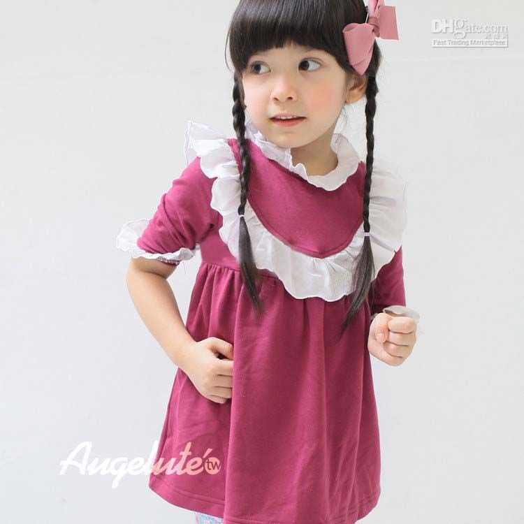 Best Children Clothing Pleated Dress Baby Hot Pink Dresses Short