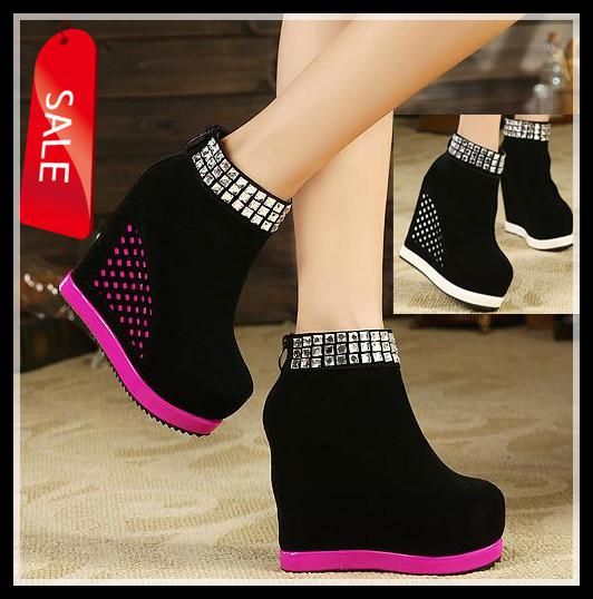 Newest Stylish fashion Black Pink White rhinestone increase height