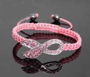 Hot Sales Mix Color White & Pink Crystal Pink Ribbon Breast Cancer Awareness Bracelet Gift