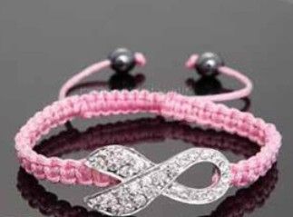Hot Sales Mix Color White & Pink Crystal Pink Ribbon Breast Cancer Awareness Bracelet Gift