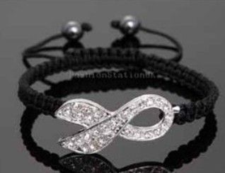 Hot Sales Mix Color White & Pink Crystal Pink Ribbon Breast Cancer Awareness Bracelet Gift