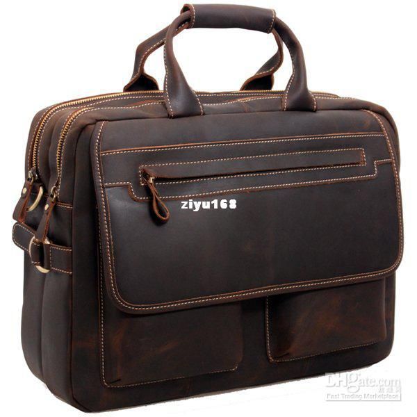 Wholesale Wild Style Leather Briefcase Men Luggage 16 Inch Laptop Bag