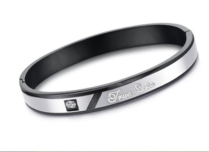 for lover's gifts jewelry High Quality Charm Couple W/CZ Stainless Steel Comfort Wedding Promise cuff bangle bracelet