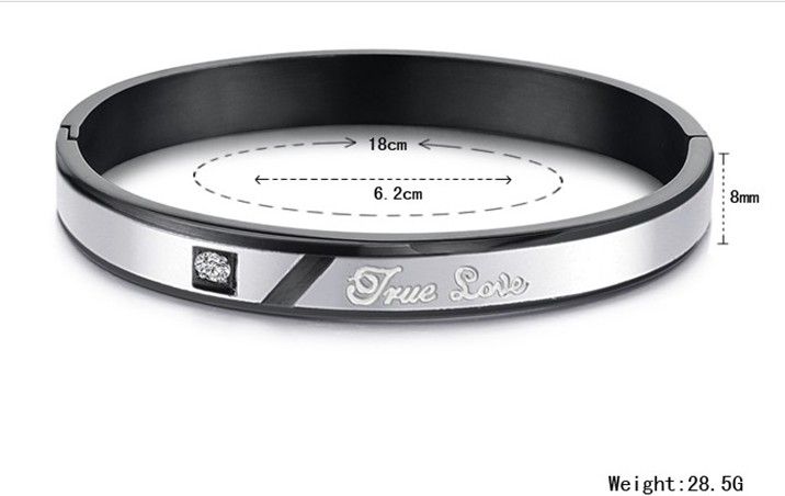 for lover's gifts jewelry High Quality Charm Couple W/CZ Stainless Steel Comfort Wedding Promise cuff bangle bracelet