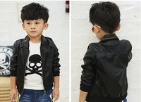 Boy Spring / Autumn Faux Leather Children Clothing Pure Black Best Quality Fashion Boys Casual Leather