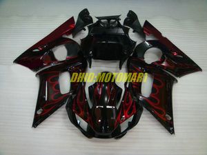 Мотоцикл обтекатель комплект для YAMAHA YZFR6 98 99 00 01 02 YZF R6 1998 2002 Yzf600 Красный пламя черный обтекатели комплект + подарки YG22