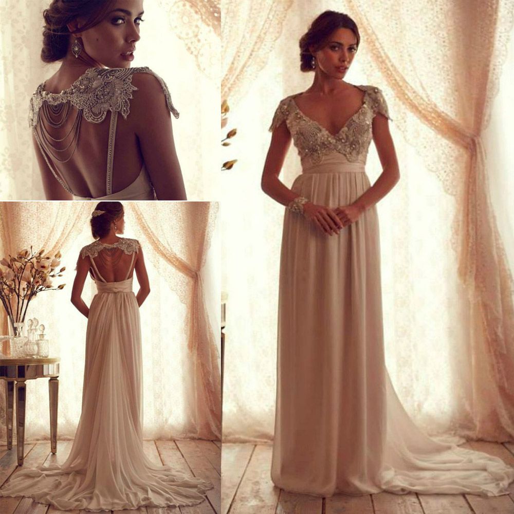 Weinlese Chiffon Brautkleid Weinlese Chiffon Brautkleid