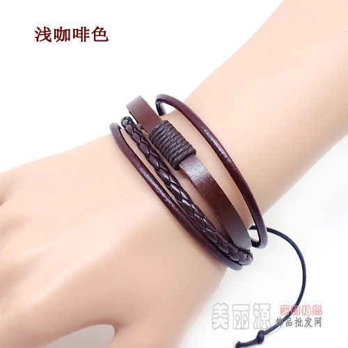 Xmas gift Vintage punk Multilayer Braid genuine Leather hemp Bracelet lovers Adjustable Fashion Multicolor 20pcs/lot