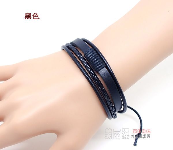 Xmas gift Vintage punk Multilayer Braid genuine Leather hemp Bracelet lovers Adjustable Fashion Multicolor 20pcs/lot