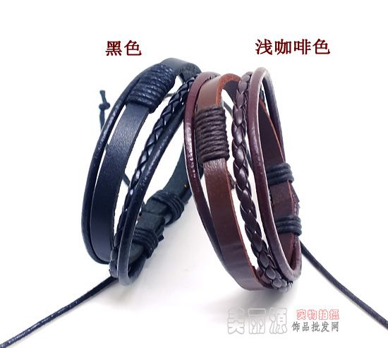 Xmas gift Vintage punk Multilayer Braid genuine Leather hemp Bracelet lovers Adjustable Fashion Multicolor 20pcs/lot