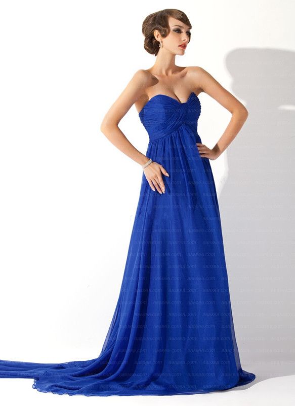 Graceful Custom Made Royal Blue Sweetheart Ruched Empire Evening Dress Formal Dresses Party Dresses Maternity Dress