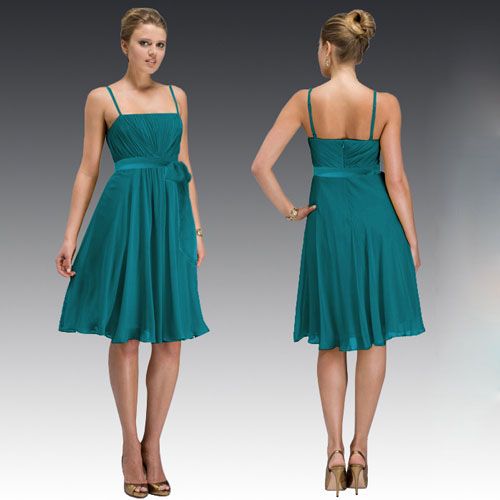 latest Spaghetti Strap Knee Length Silk Chiffon Teal Bridesmaid ... latest Spaghetti Strap Knee Length Silk Chiffon Teal Bridesmaid ...