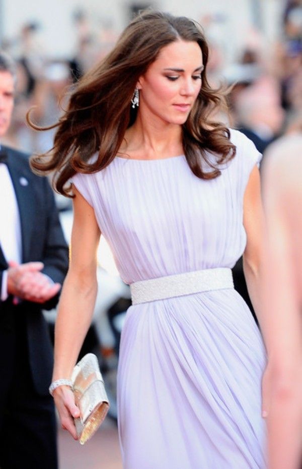Classic Kate Middleton Red Carpet Dresses Lilac Long Prom Dresses Long Formal Evening Party Gowns with Sash