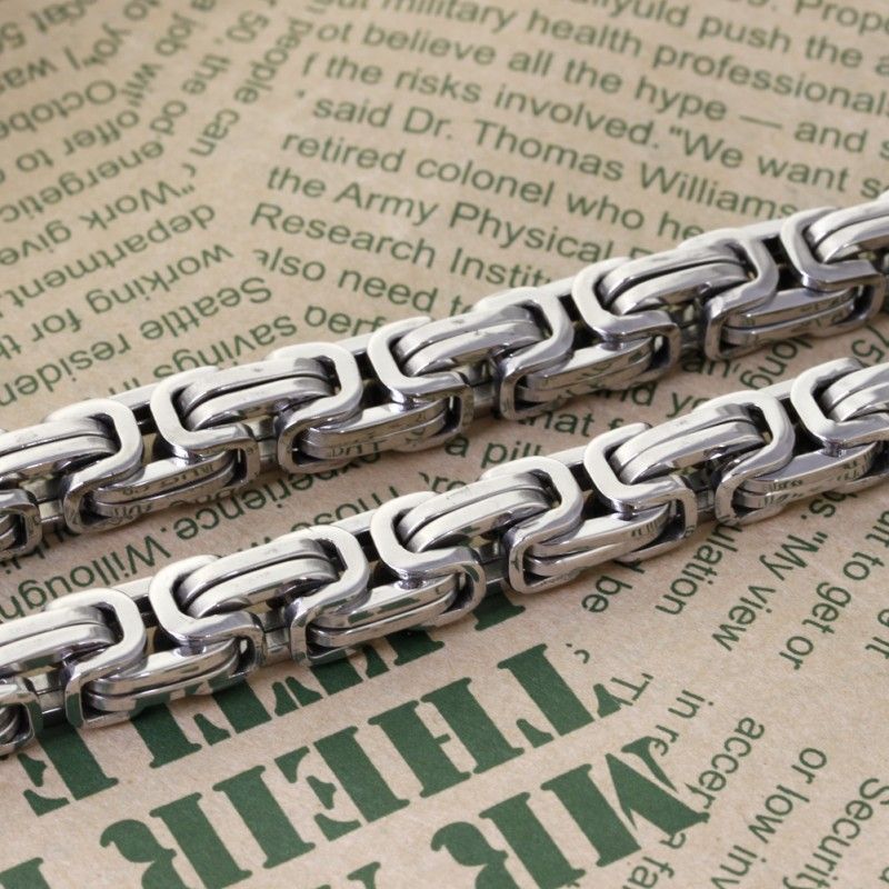 9.6mm huge heavy silver byzantine chain necklace & bracelet 316L Stainless Steel jewelry set for men's XMAS jewelry