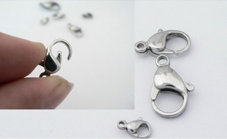 30pcs lot More Choose size(9mm-23mm) Top Quality Jewelry Findings accessories Strong stainless steel lobster clasps & Hooks