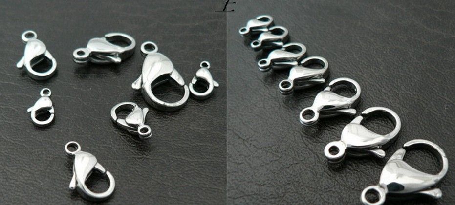 30pcs lot More Choose size(9mm-23mm) Top Quality Jewelry Findings accessories Strong stainless steel lobster clasps & Hooks