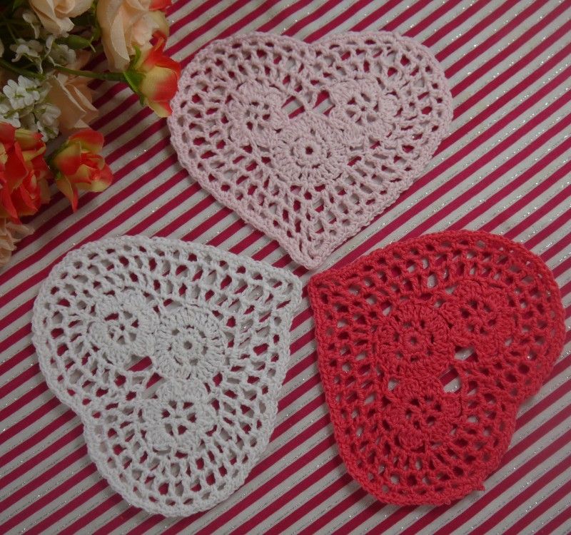 Discount Wholesale 100 Cotton Hand Made Shaped Heart Crochet Doily
