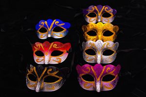 Express Shipping Promoção Vendendo Máscara Do Partido Com Máscara De Glitter Ouro Venetian Unisex Sparkle Masquerade Máscara Veneziana Mardi Gras Traje