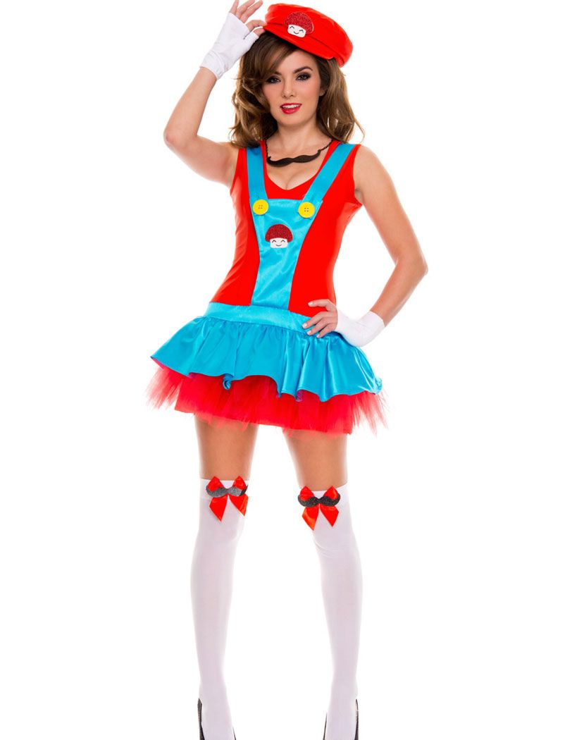 Wholesale Sexy Women's Halloween Costume Playful Plumber Red Green