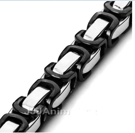 Black silver 7.5mm byzantine chain necklace & bracelet 316L Stainless Steel jewelry set for men's XMAS jewelry,22' and 9''