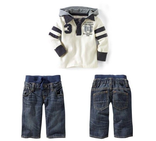 Online Cheap Retail Baby Boys White Long Sleeve Hooded T Shirt Top