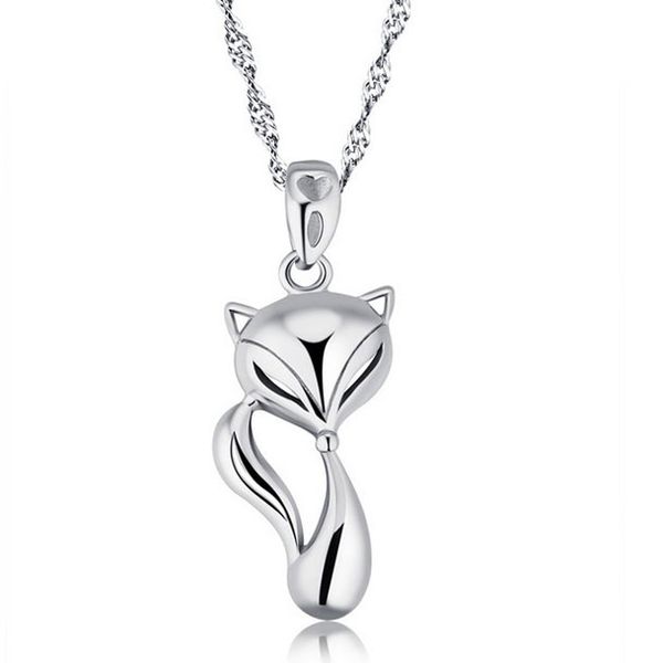 

новый винтаж мода симпатичные фокс стерлингового серебра 925 покрытие цепи ожерелья с белым золотом покрытием свадебное ожерелье для женщин, Silver